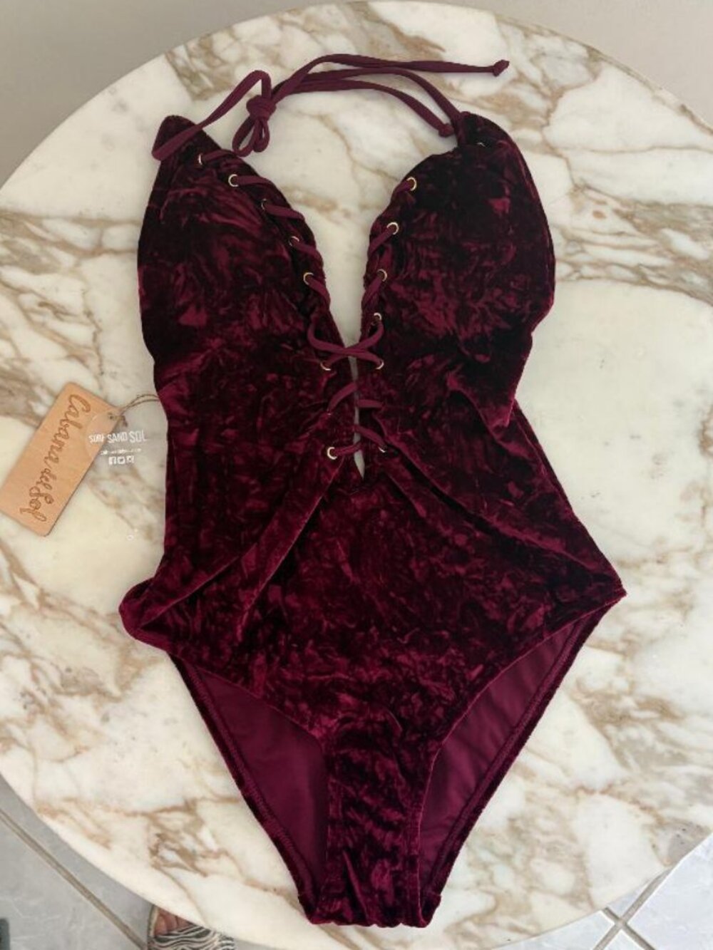 Cabana del Sol crushed velvet one-piece swimsuit - NWT - Picture 2 of 5